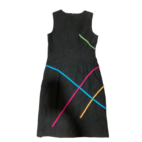 David Meister Sheath Sleeveless Colorful Stripes Dress Size 4 Black - Picture 2 of 6